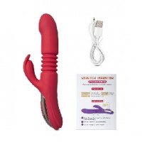 Thrusting Vibrator. 12 Thrusting & 12 Vibrating Functions, Heating, Silicone, Rechargeable, RED